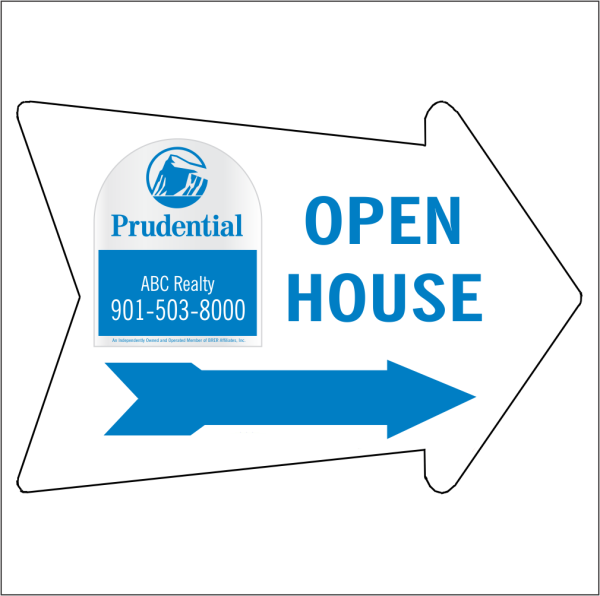 18x24 Arrow Shaped, 1-color OPEN HOUSE/FOR SALE Directional Panel
