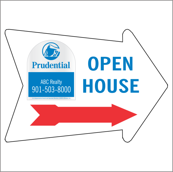 18x24 Arrow Shaped, 2-color OPEN HOUSE/FOR SALE Directional Panel