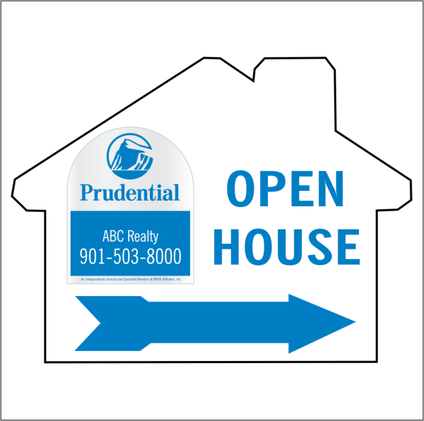 18x24 House Shaped, 1-color OPEN HOUSE/FOR SALE Directional Panel