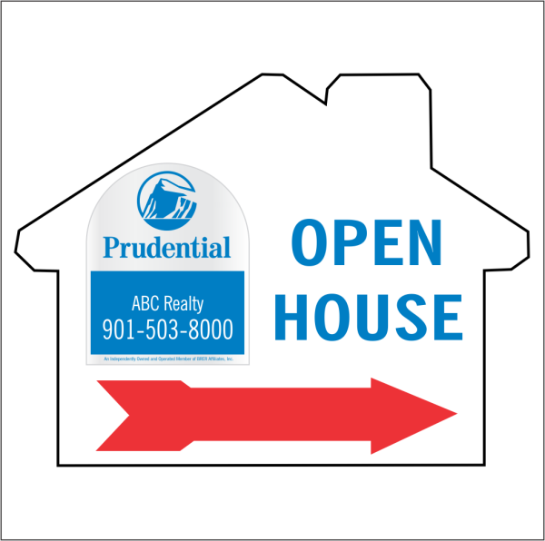 18x24 House Shaped, 2-color OPEN HOUSE/FOR SALE Directional Panel