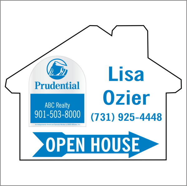 18x24 House Shaped, 1-color OPEN HOUSE/FOR SALE Directional Panel
