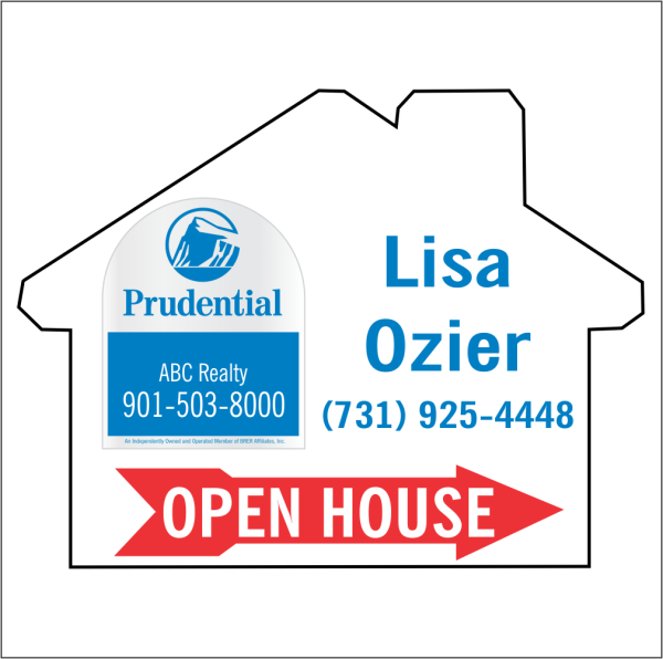 18x24 House Shaped, 2-color OPEN HOUSE/FOR SALE Directional Panel